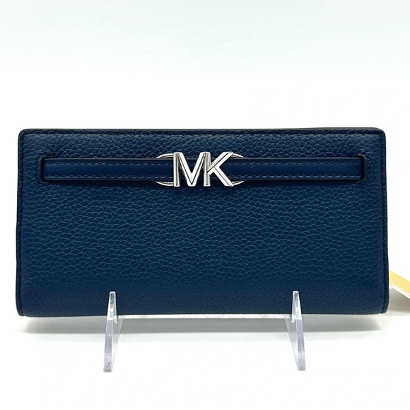 Michael Kors Reed Large Snap Bifold Wallet Navy Blue - Picture 2 of 8